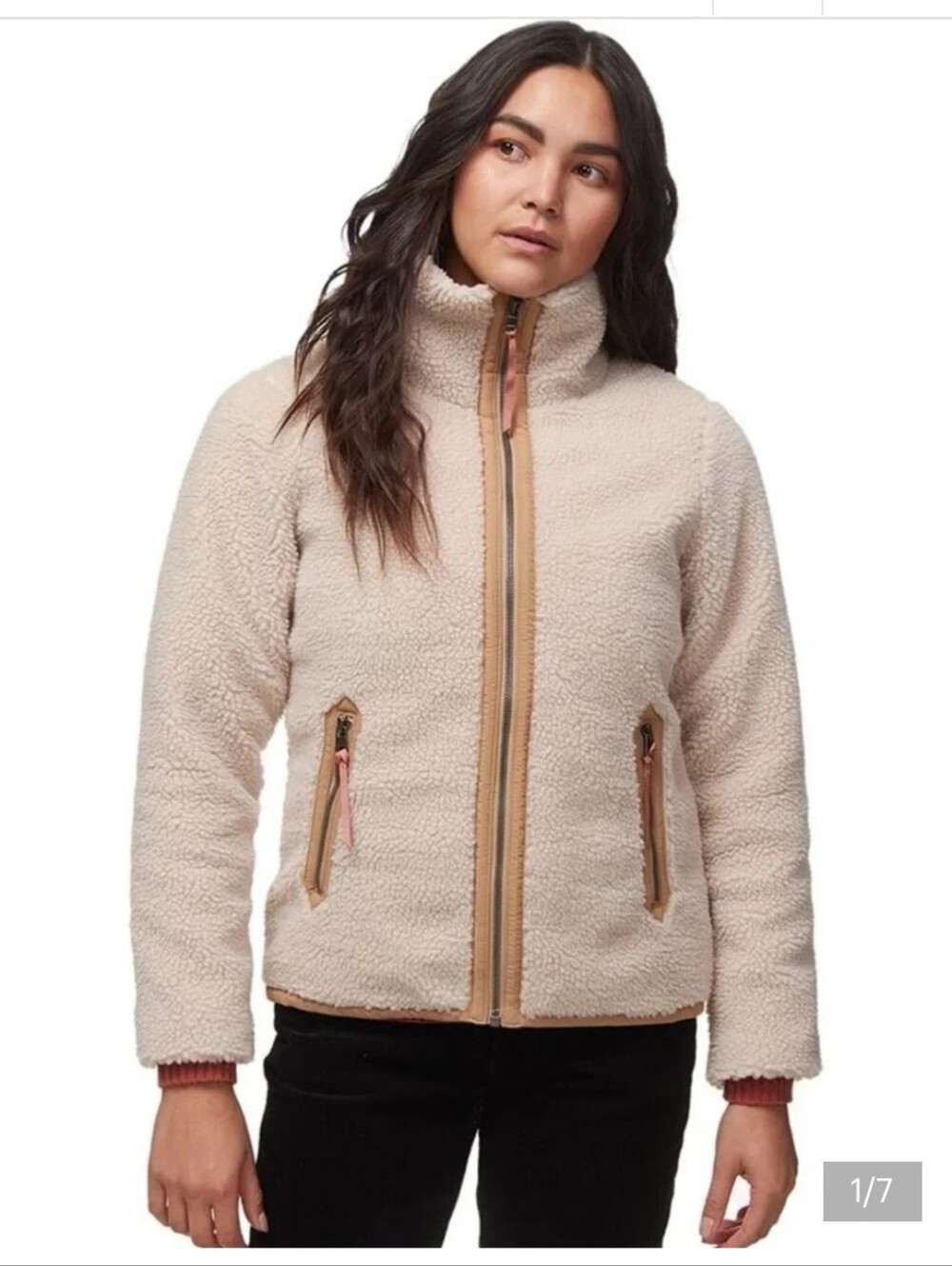 Patagonia Decided Sky Cream Fuzzy Zip-Up Jacket